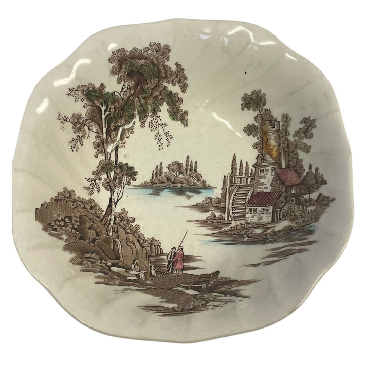 2 Vintage The Old Mill Made In England by Johnson Bros Round Bowl Square Plate