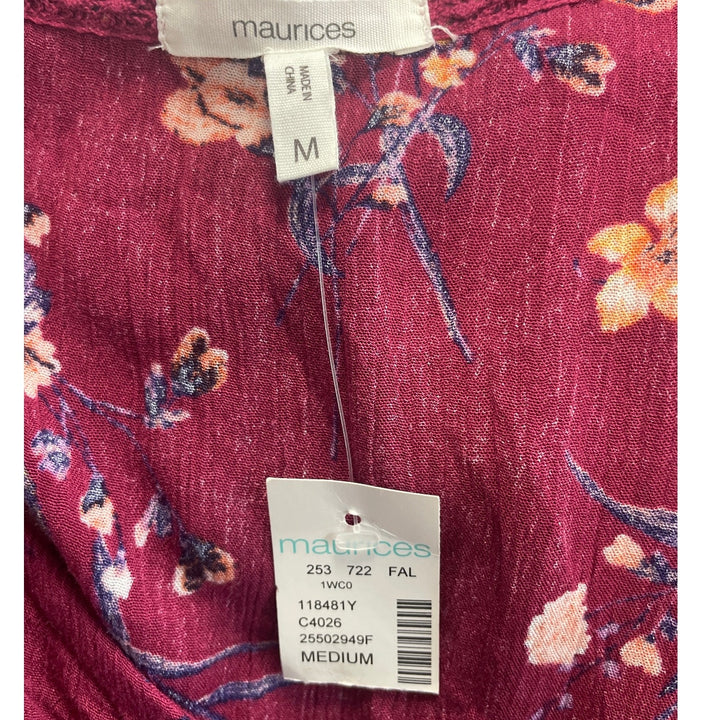 New Maurices Lot of 2 Womens Medium Long Sleeve Floral Ruched Front Blouse