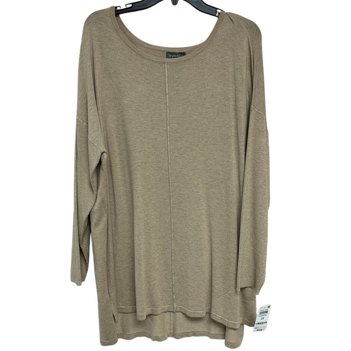 NWT New Style &amp; Co Womens 2X Heathered Long Sleeve Scoop Neck Knit Sweater