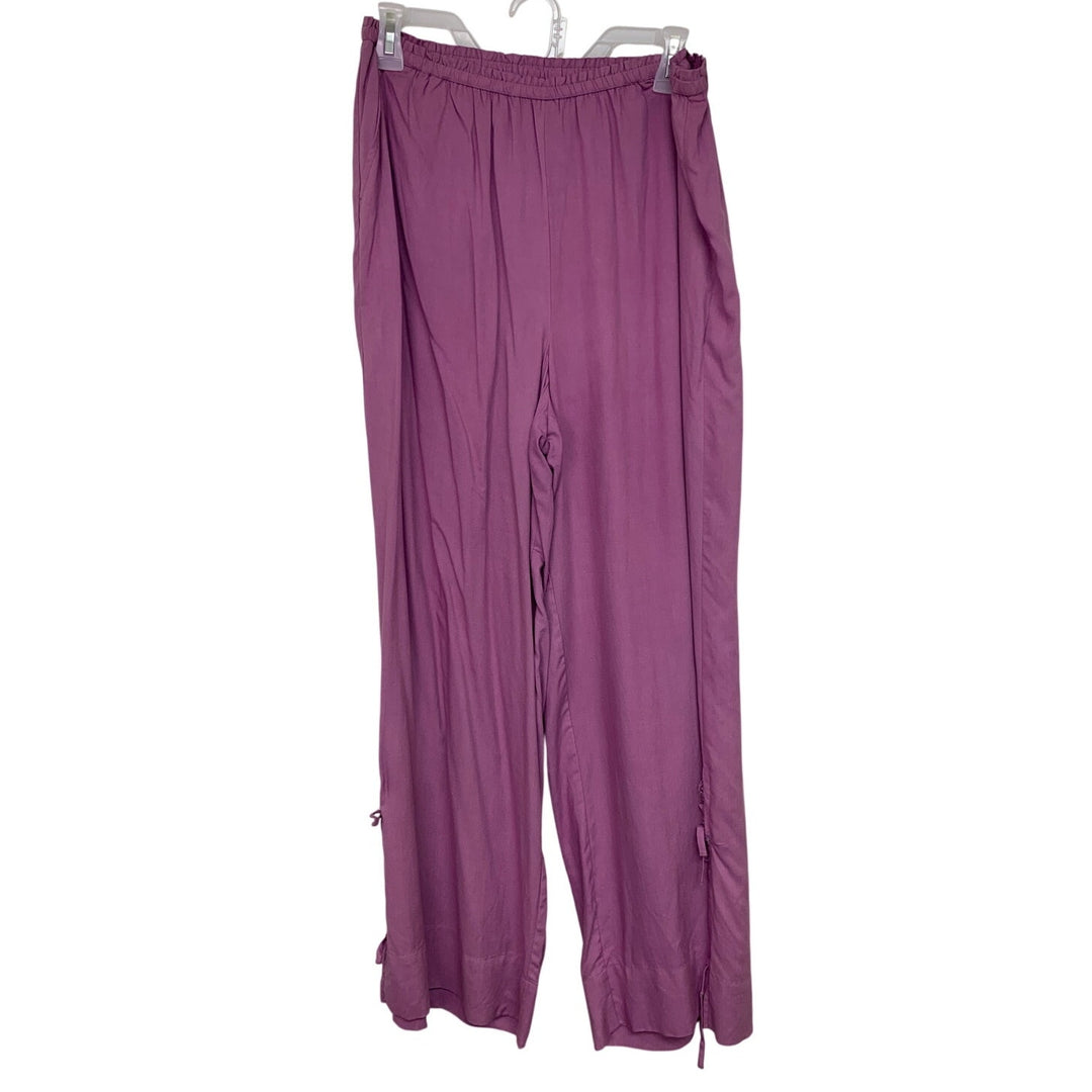 New American Eagle Womens Medium Wide Leg Side Tie Bows Pull On Flowy Pants