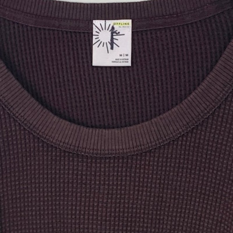 New Offline by Aerie Womens Medium Cotton Blend Waffle Long Sleeve Crew Neck Top
