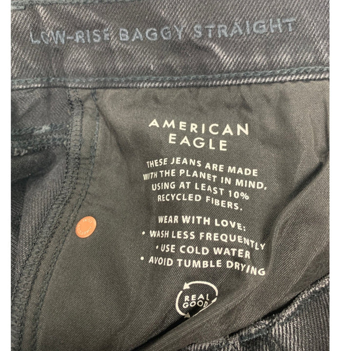 New American Eagle Womens Size 4 Black Cotton Blend Distressed Denim Jeans