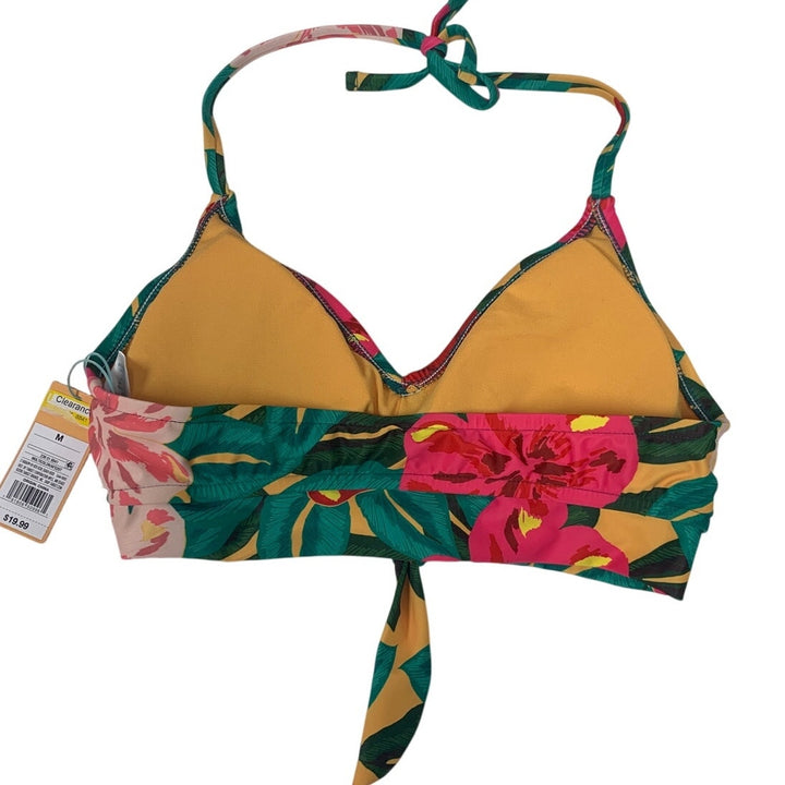 New Kona Sol Womens Medium 2PC Tropical Flower Bikini Top and Bottom Swim Suit