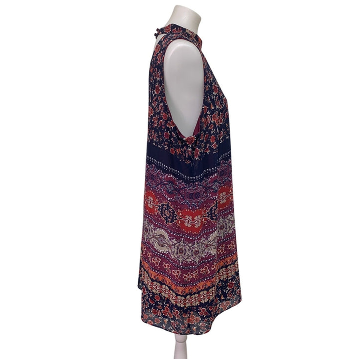 By &amp; By Womens XXL Sleeveless Keyhole Lined Floral Sheath Dress w Necklace