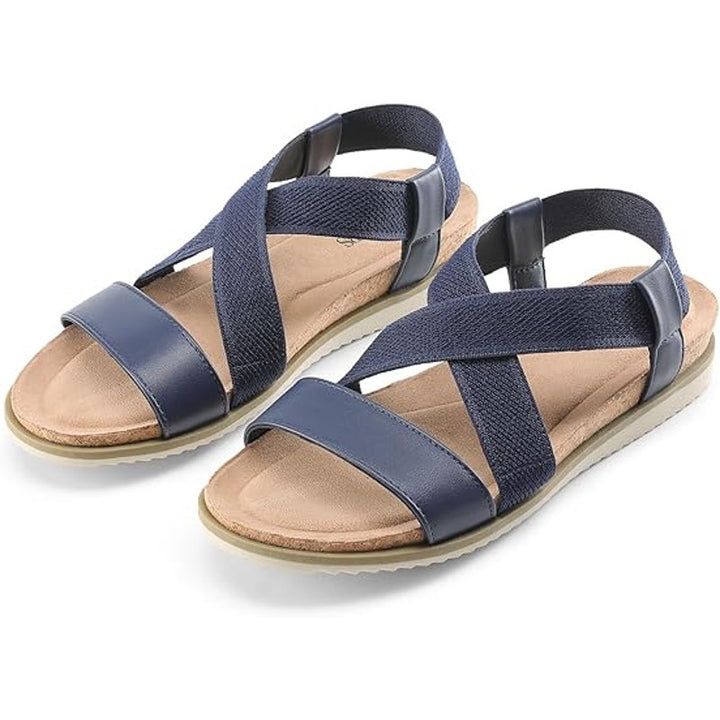 New Dream Pairs Womens 9 Navy Blue Elastic Strap Open Toe Comfort Sandal Shoes