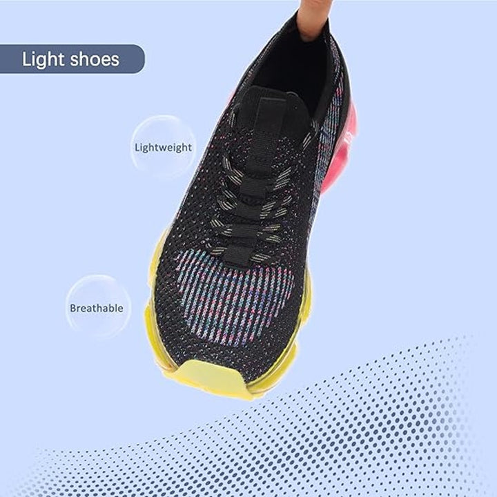 Lucky Step Womens Size 8 Black Multicolor Lace Up Air Cushion Sneaker Shoes