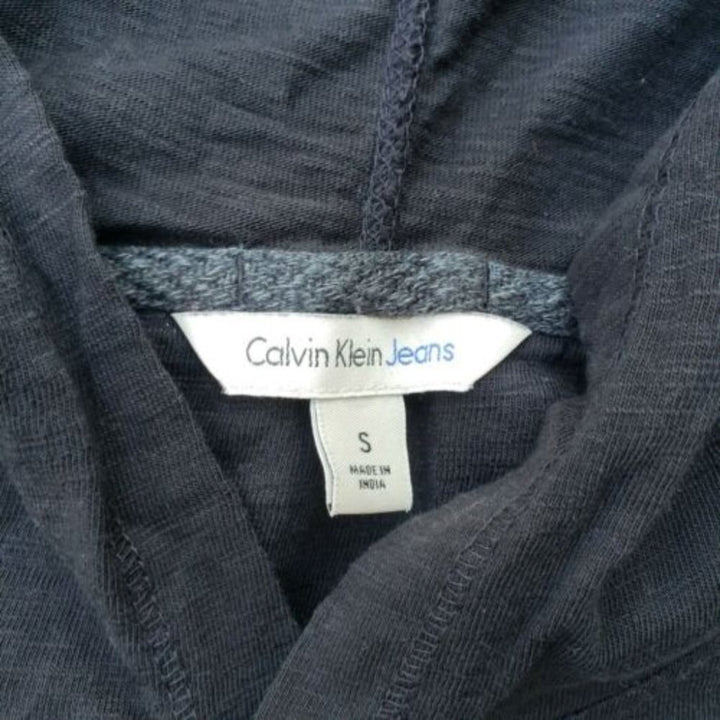 Calvin Klein Jeans Mens Small Black 100% Cotton Long Sleeve Hooded Henley Shirt