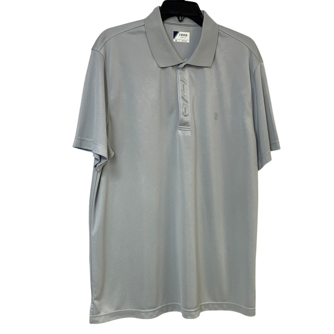 Lot of 2 IZOD Golf Mens XL Blue Gray Polyester Short Sleeve Polo Shirt EUC