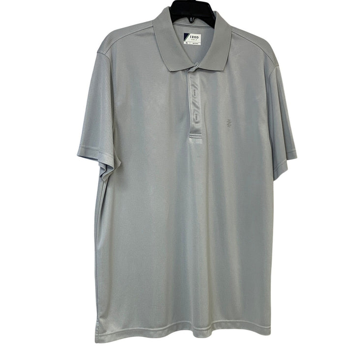 Lot of 2 IZOD Golf Mens XL Blue Gray Polyester Short Sleeve Polo Shirt EUC