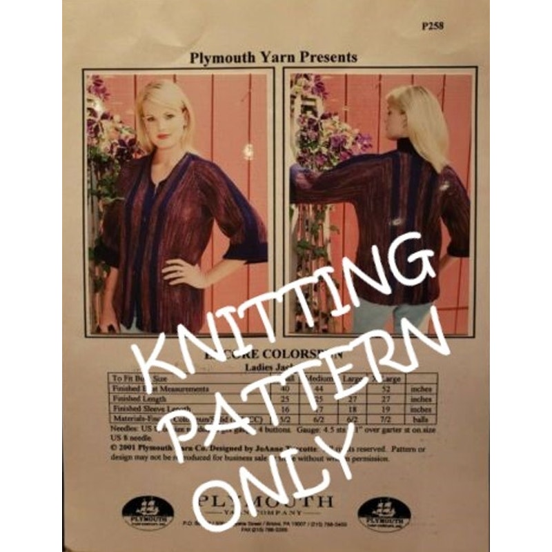 New Plymouth Yarn P258 Encore Colorspun Ladies Jacket Sweater Knitting Pattern