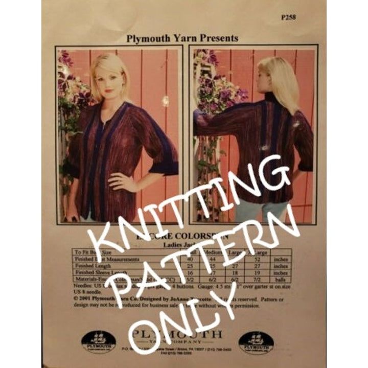 New Plymouth Yarn P258 Encore Colorspun Ladies Jacket Sweater Knitting Pattern