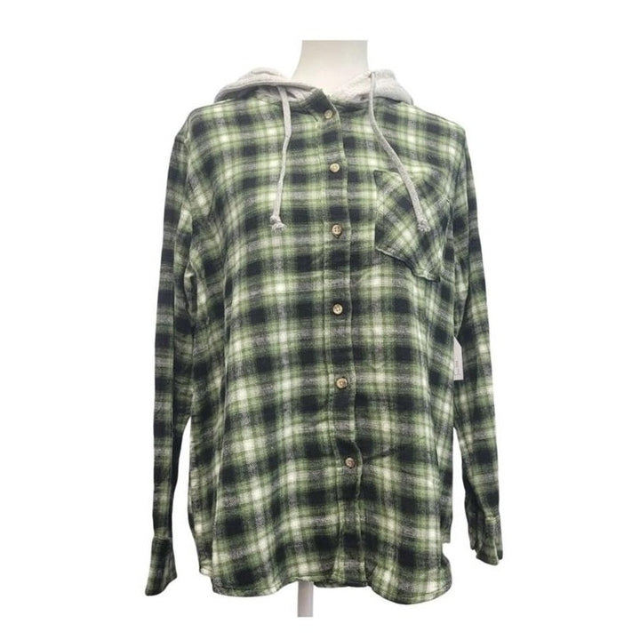 New Champion Unisex Small Green Pullover Sweatshirt w Bonus Plaid Flannel Hoodie