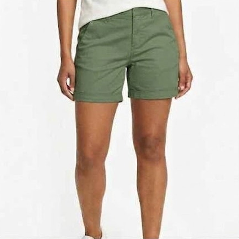 New Eddie Bauer Womens Size 18 Olive Green Aspire Stretch Cotton Chino Shorts