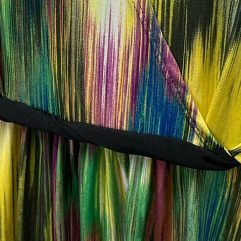 Elementz Large Long Watercolor Stripe Sleeveless Deep VNeck Polyester Maxi Dress