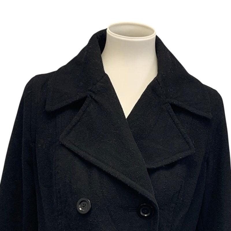 Old Navy Womens Medium Double Breasted Full Button Wool Blend Black Pea Coat