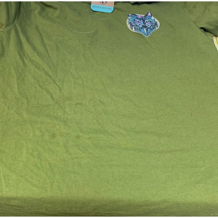 Bella + Canvas Mens Large Blue Mosaic Wolf 100% Cotton Short Sleeve Tee Shirt