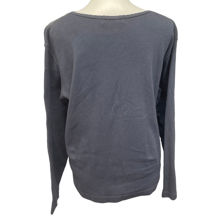 Eddie Bauer Womens Large Navy Blue 100% Cotton Long Sleeve Crew Neck Shirt