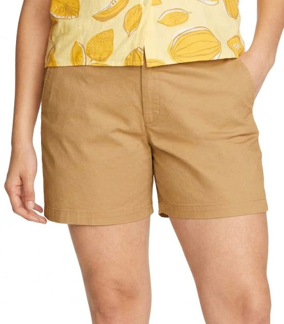 New Eddie Bauer Womens Size 16 Cloud Khaki Willit Stretch Legend Wash Shorts 5"
