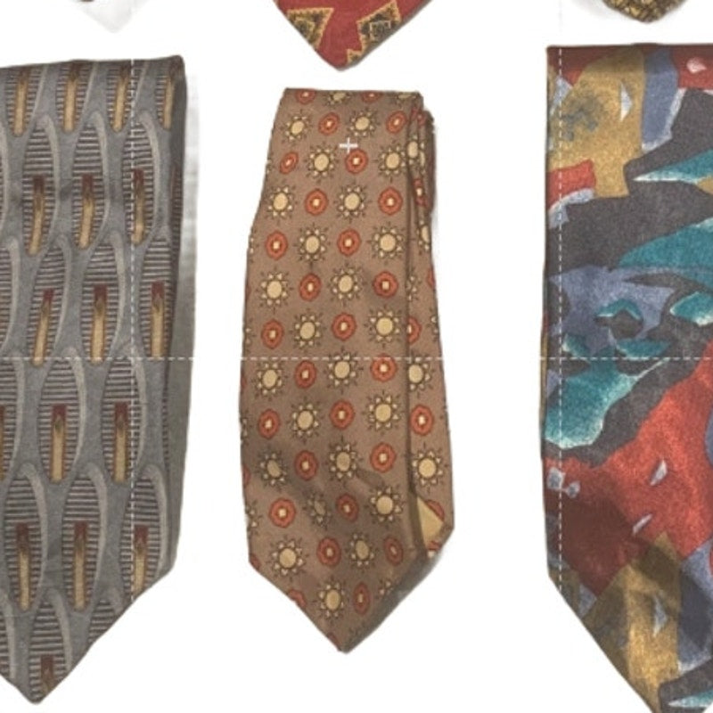 6 Gold Red Silver Polka Dot Floral Geometric Vintage &amp; Newer Mens Neck Ties