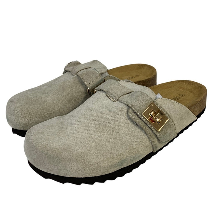 Dream Pairs Womens 8 Gray Clogs Closed Round Toe Adjustable Strap Slip On Shoes