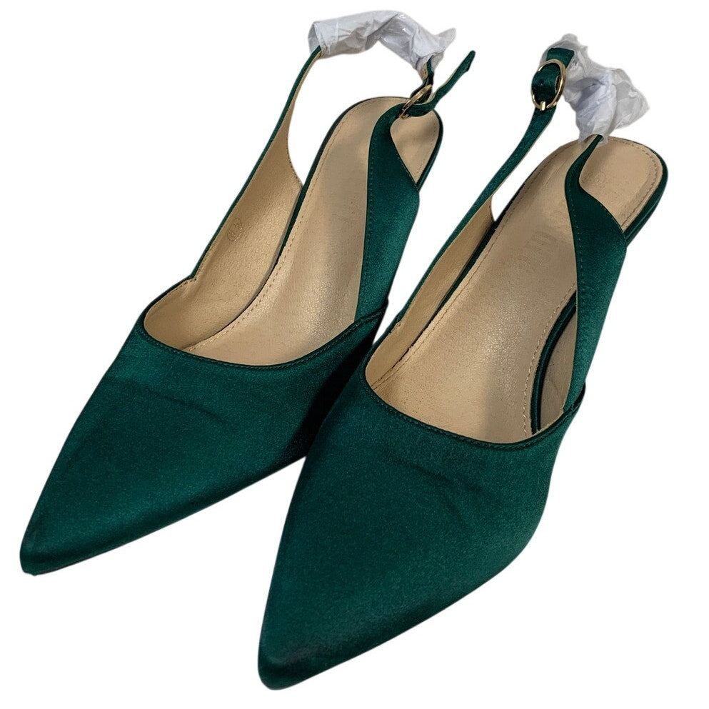 GotSoft Womens Size 8.5 Green 3" Heel Closed Pointed Toe Slingback Shoes