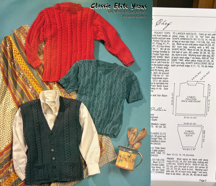 1999 Classic Elite Yarns 820 Mistral &amp; Alpaca Sweater Knitting Pattern