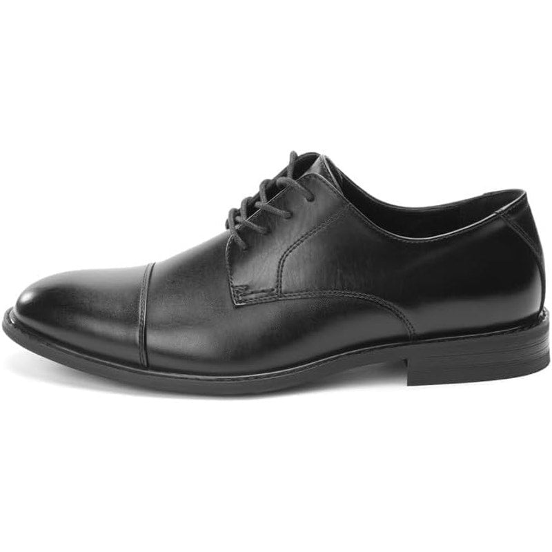 Cusolamore Mens Size 10 Black Lace Up Wingtip Faux Leather Classic Dress Oxfords
