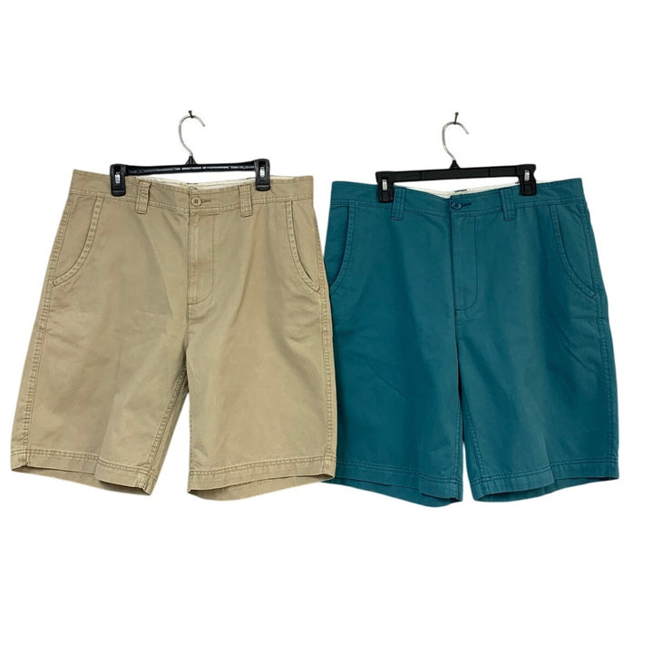 Lot of 2 St Johns Bay Mens Size 36 100% Cotton Classic Flat Front Chino Shorts