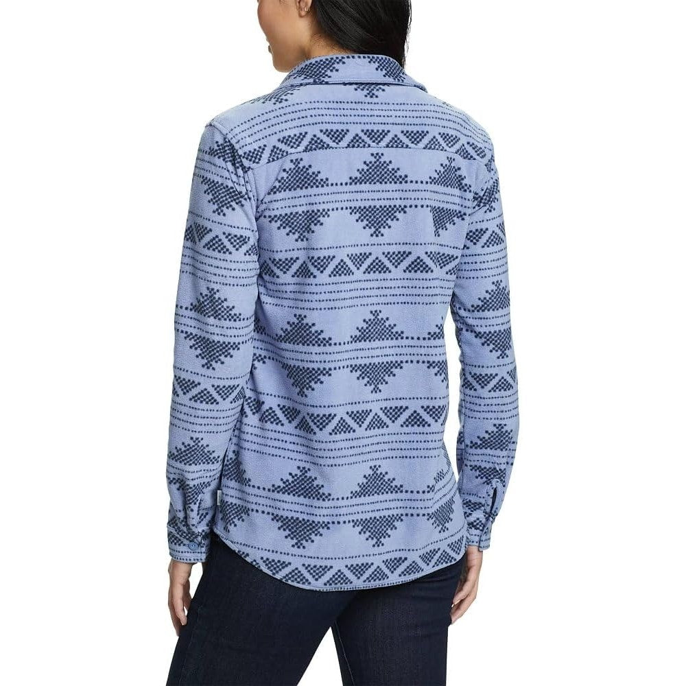 New Eddie Bauer Womens Blue Fast Fleece Button Up Long Sleeve Shirt Jacket