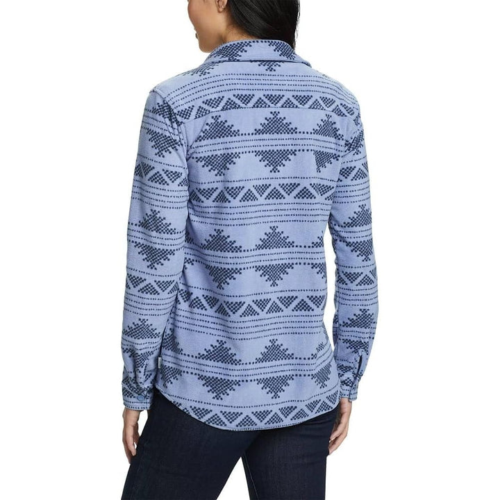 New Eddie Bauer Womens Blue Fast Fleece Button Up Long Sleeve Shirt Jacket