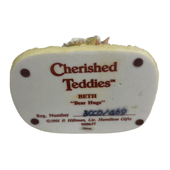 Vintage 1991 Cherished Teddies Baby Beth 950637 Bear Hugs Rocking Horse Figurine