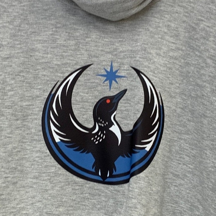 Upcycled Hand Printed Womens Medium Minnesota Rebel Bird Anti-Ice Sweatshirt