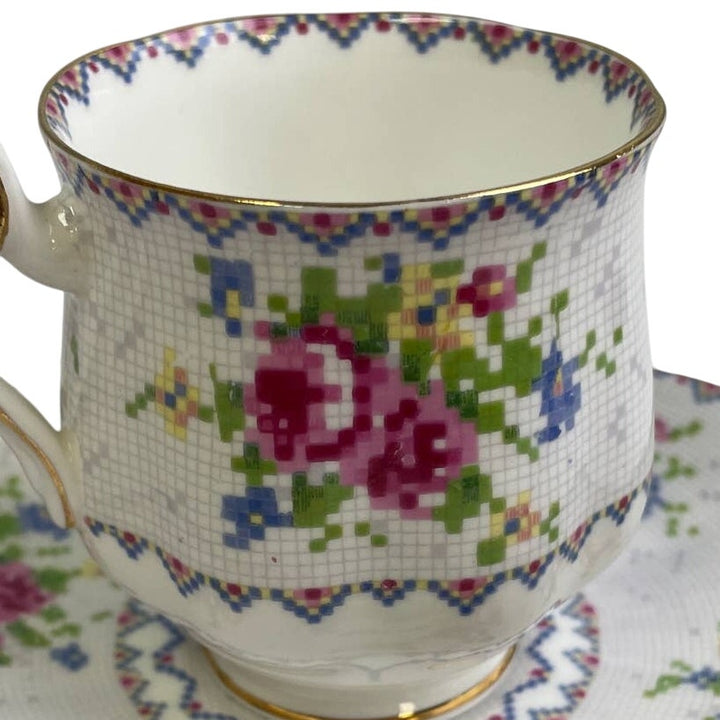 Vintage Royal Albert 778676 England Cup Saucer Petit Point Bone China Teacup Set