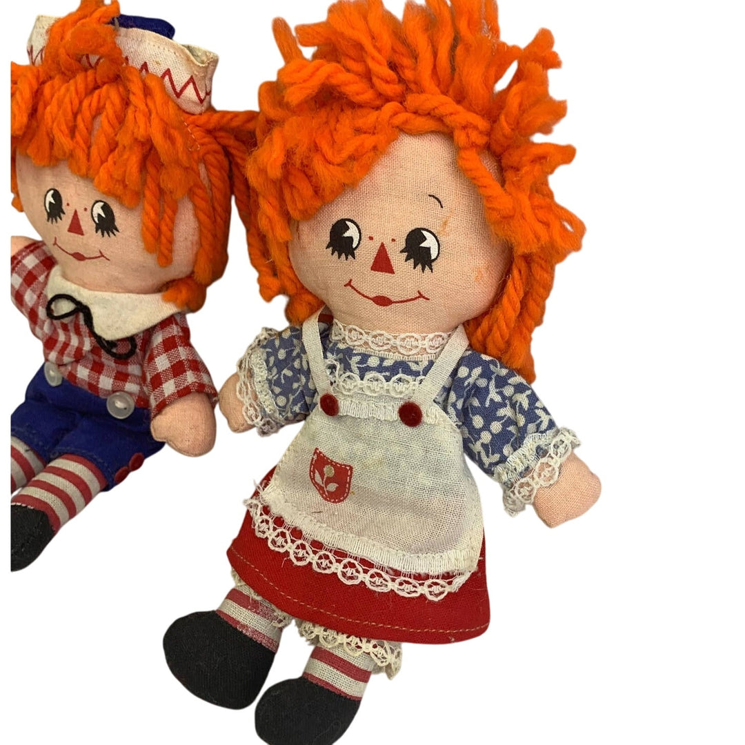 Vintage 1977 Raggedy Ann &amp; Andy Hallmark Cards Small Cloth Yarn Hair Dolls
