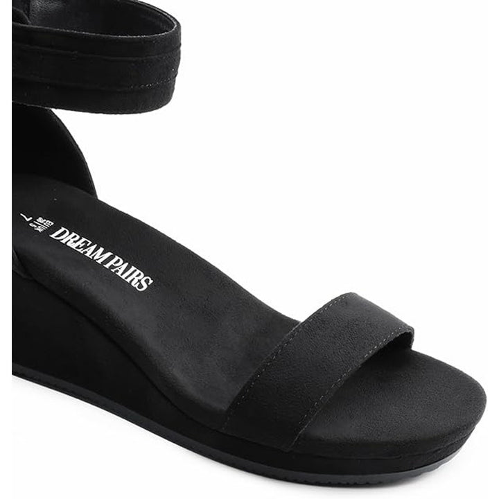Dream Pairs Womens Size 10 Black 2.5" Wedge Sandal Open Toe Ankle Strap Shoes