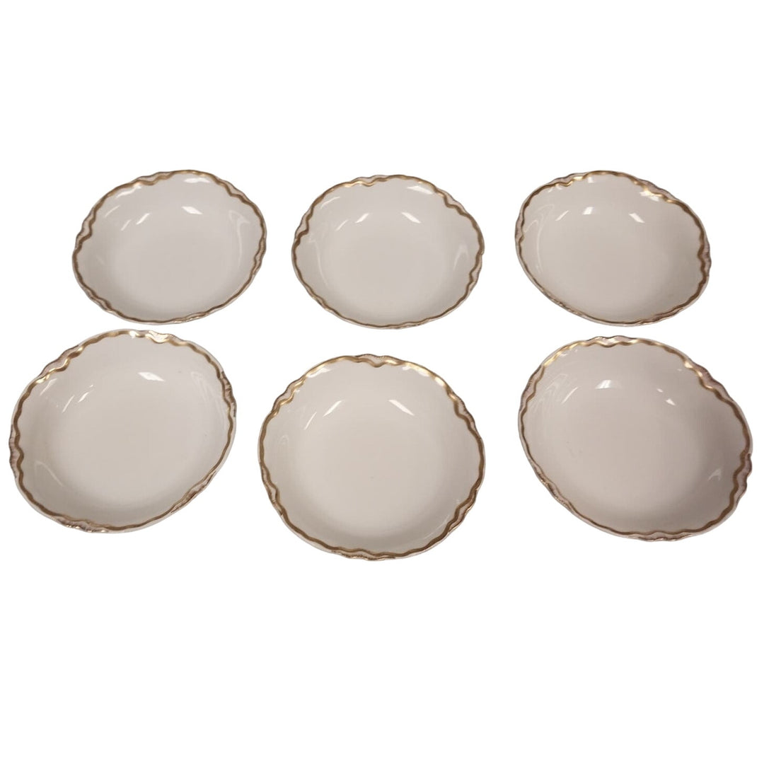 6 Vintage 1929 Pope-Gosser Sepia Gold Trimmed Ceramic China Small Round Bowls