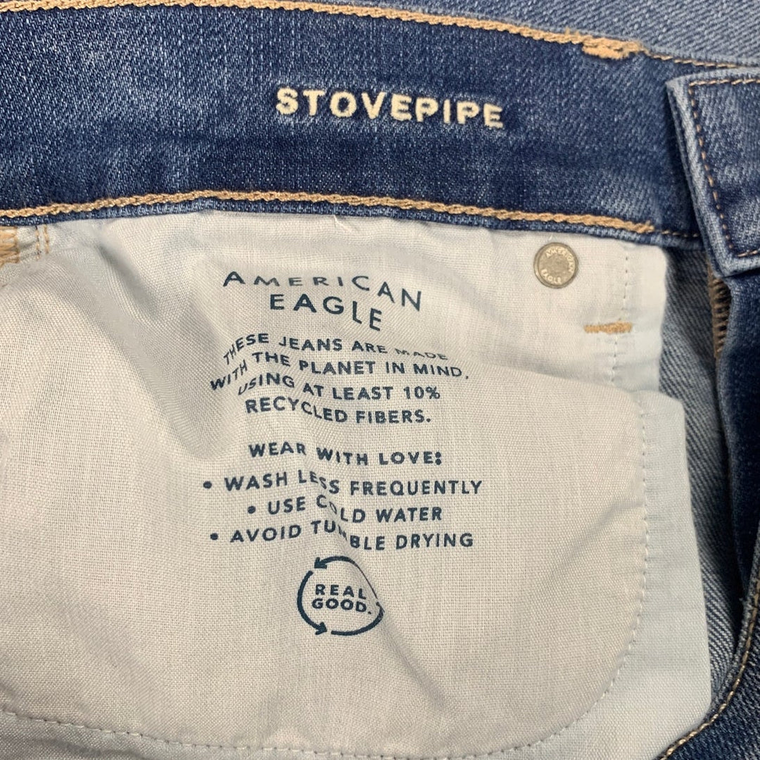 New American Eagle Womens Size 6 Factory Distressed Stovepipe Denim Blue Jeans