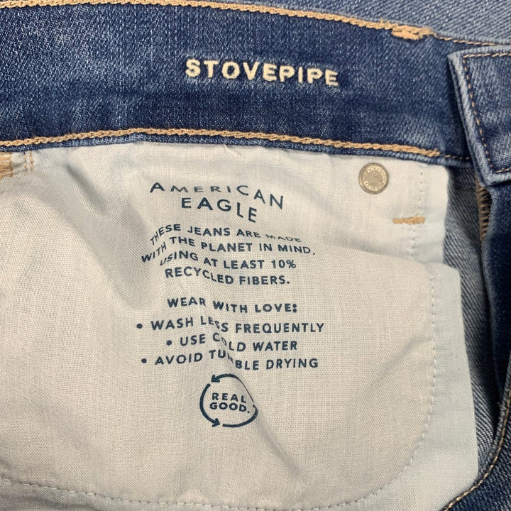 New American Eagle Womens Size 6 Factory Distressed Stovepipe Denim Blue Jeans