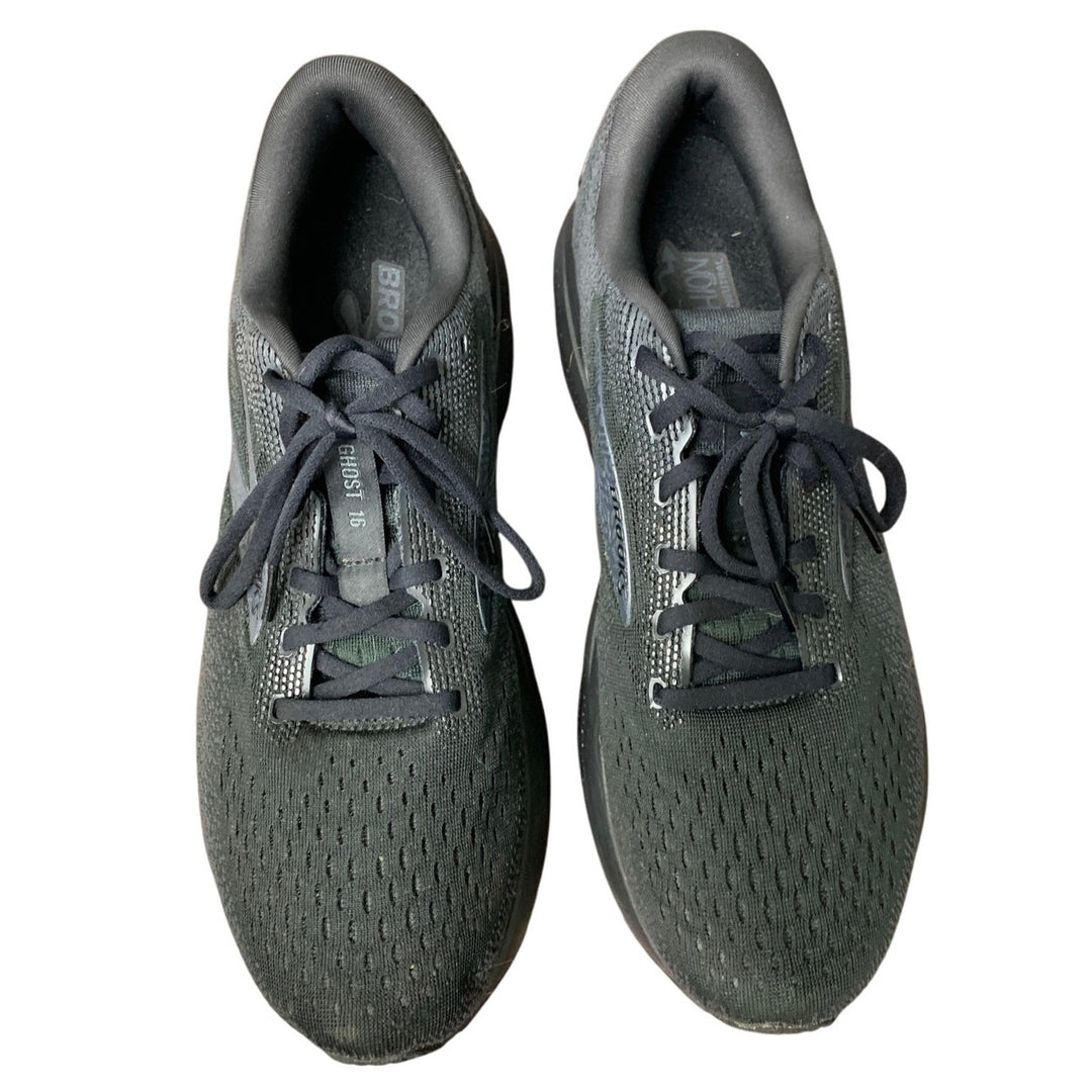 Brooks Mens Size 11.5 Ghost 16 Black Mesh Lace Up Neutral Walking Running Shoes
