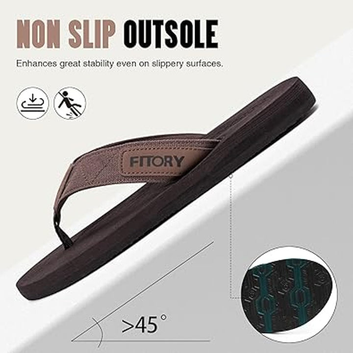New Fitory Mens Size 11 Brown Cushioned Thong Slide On Flip Flop Comfort Sandals