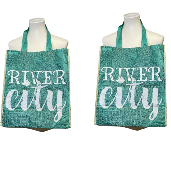 Lot of 2 River City St Louis Missouri Illinois State Map Shopping Tote Bags