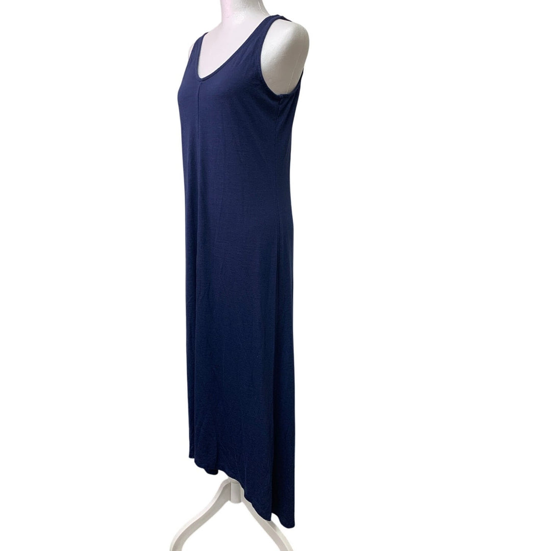 Old Navy Womens Medium Navy Blue Straight Sleeveless V Neck High Low Midi Dress