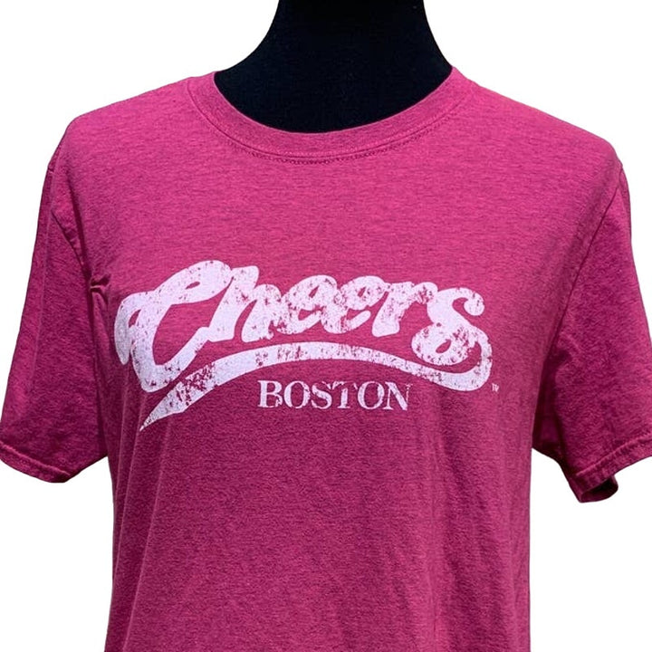 Cheers Boston Medium Hot Pink Crew Neck PolyCotton Short Sleeve Souvenir Tee