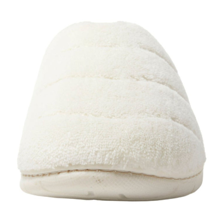 New W Box Dearfoams Women Large 9/10 Cream SlideOn Memory Foam Washable Slippers