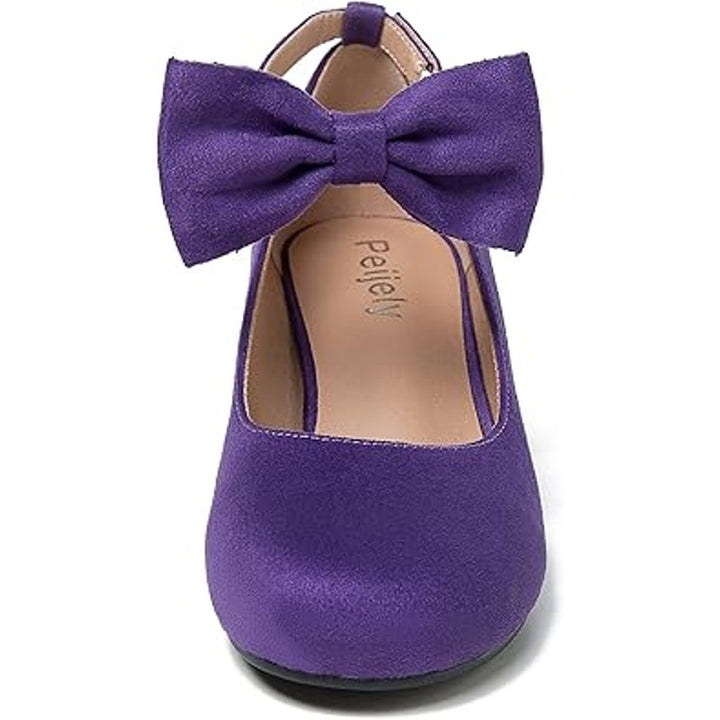 Peijely Womens Size 11.5 Soft Purple Velour Ankle Strap Closed Toe 3" Heel Shoes