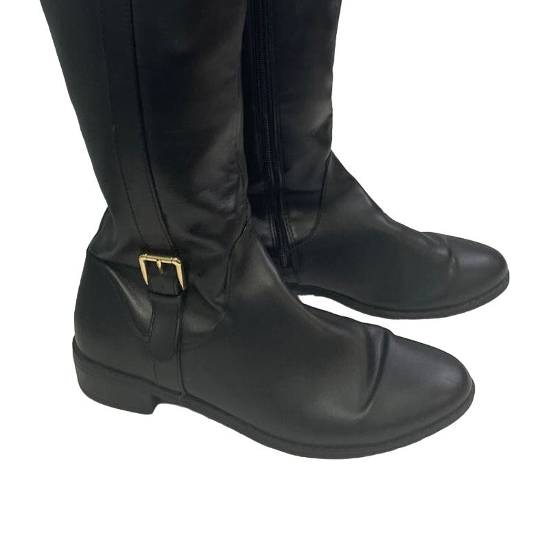Karen Scott Womens US Size 9.5 Deliee Faux Leather Low Heel Tall Riding Boots