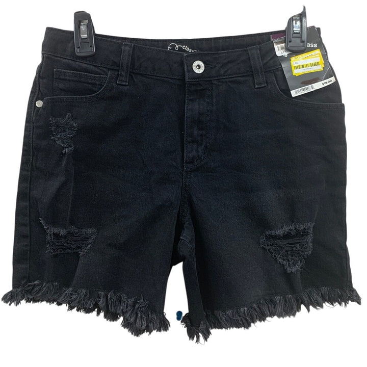 New Art Class Girls Small Adjustable Waist Distressed Black Denim Jean Shorts