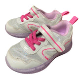 Yeskis Toddler Girls Size 8 Silver Pink Sneakers Hook Loop Close Light Up Shoes