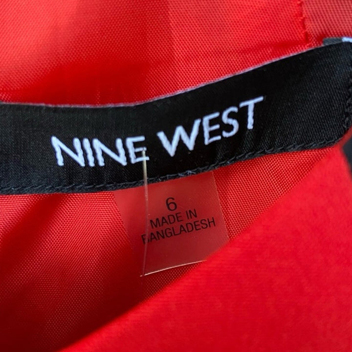 NWT New Nine West Womens Size 6 Red Black Colorblocked Stretch Fit Flare Dress