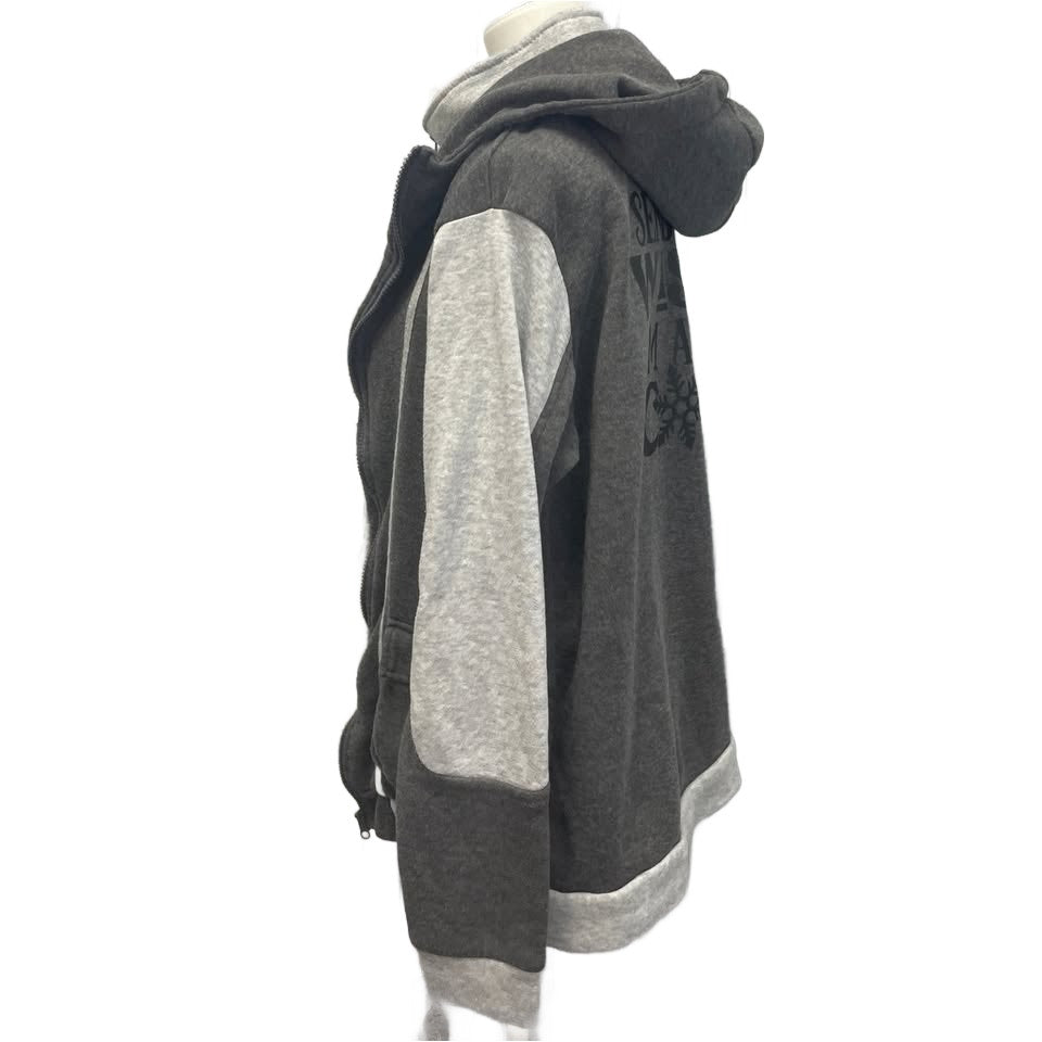Hand Printed Upcycled Womens XL Send Warm Wishes I Am Always Cold Zip Up Hoodie